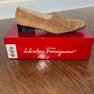 Salvatore Ferragamo Women’s Suede Loafers in Tan Suede